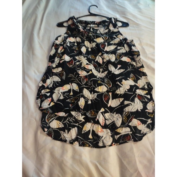 Old Navy Top Size M Black Multicolor Sleeveless Dove Theme - Picture 7 of 8